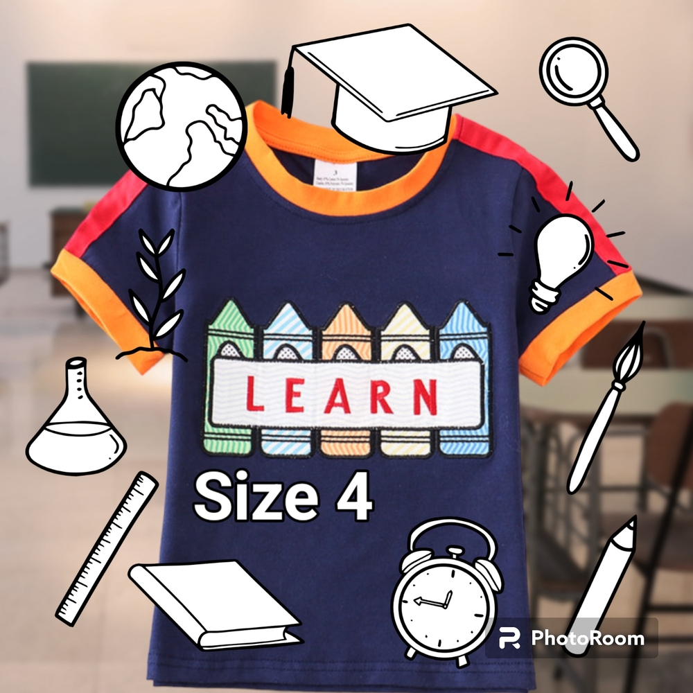 NWOT Kids Learn Graphic Tee - Navy and Red Size 4